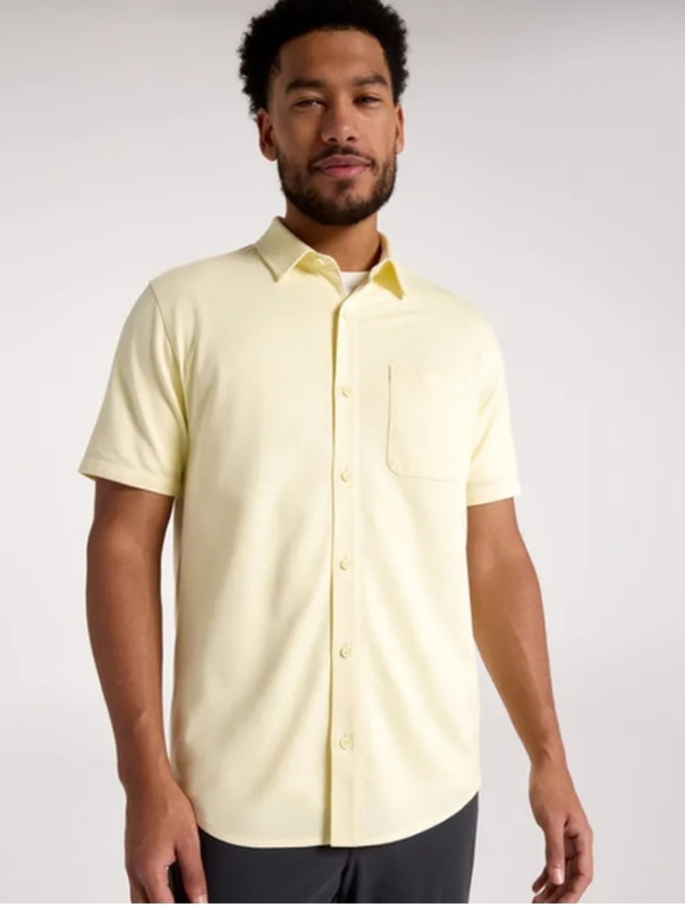 VRST  Pale Yellow Short Sleeve Button-Down Golf Polo Shirt Mens Small